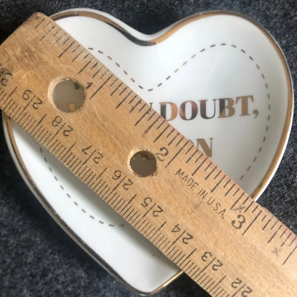 JT Rose heart-shaped ceramic trinket dishes, 3-count, travel-themed
